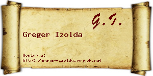 Greger Izolda névjegykártya
